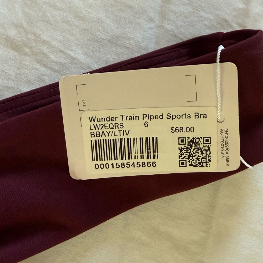 Lululemon Seamless Scoop Sports Bra with cut out in back- Burgundy bay size 6 - Picture 8 of 8